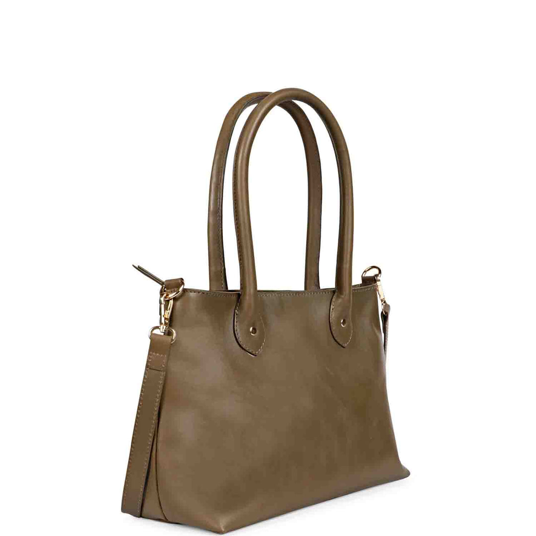 Favore Womens Brown Leather Structured Handheld Bag