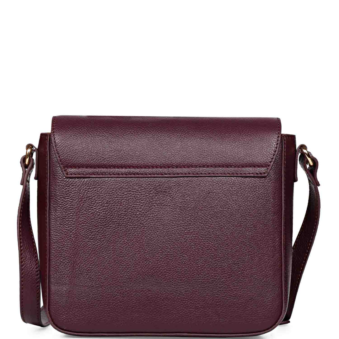 Favore Burgundy Womens  Leather Structured Sling Bag