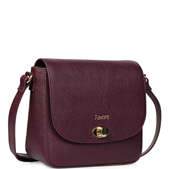 Favore Burgundy Womens  Leather Structured Sling Bag