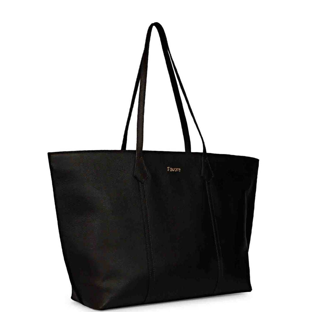 Favore Black Womens  Leather Structured Shoulder Bag