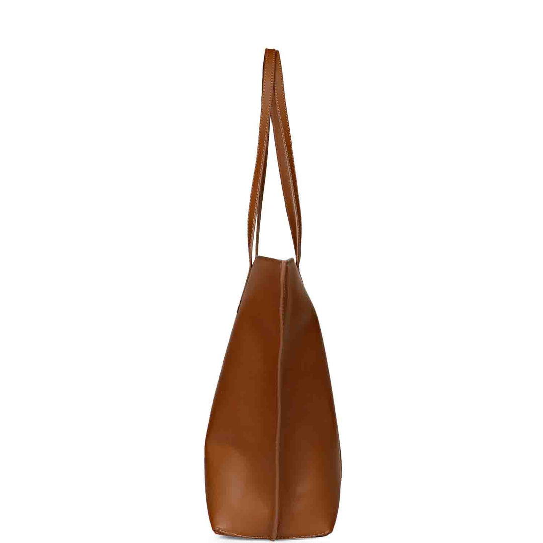 Favore Tan Womens  Leather Structured Shoulder Bag