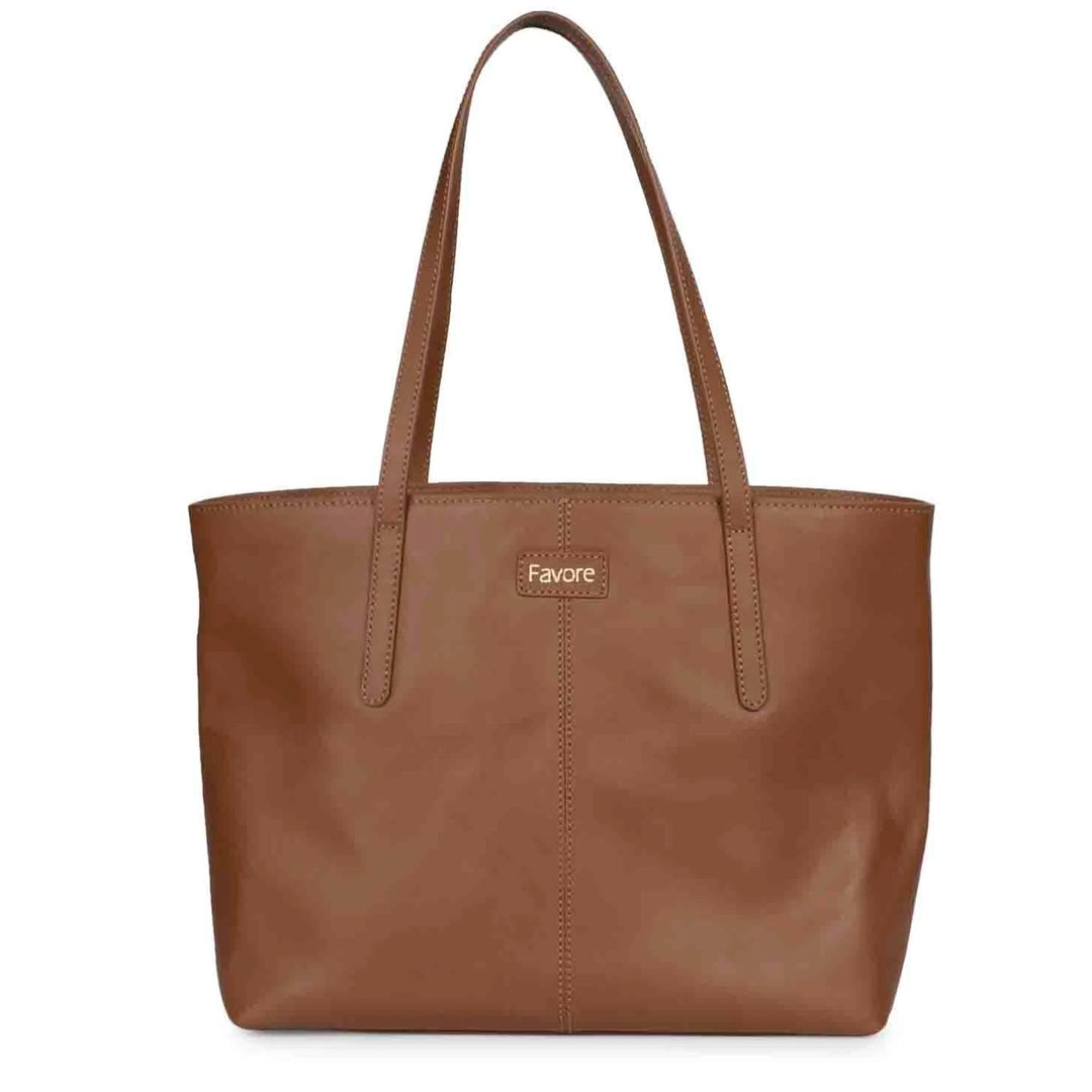 Favore Dark Brown Leather Structured Shoulder Bag