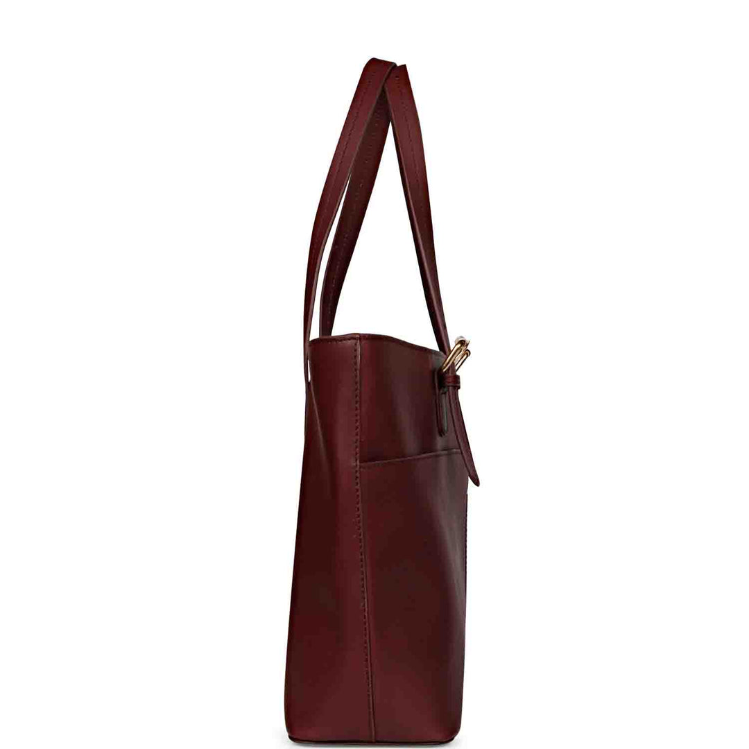 Favore Burgundy Leather Structured Shoulder Bag