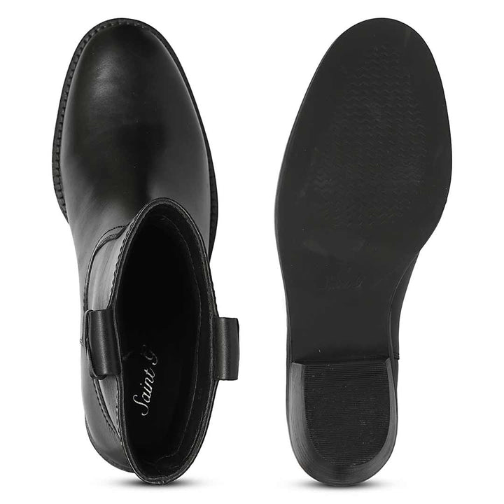 Saint Marina Black Leather High Ankle Boots