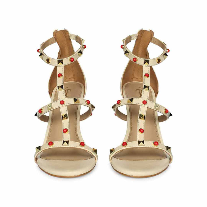 Saint Juniper Studded Off-White Leather Stilettos