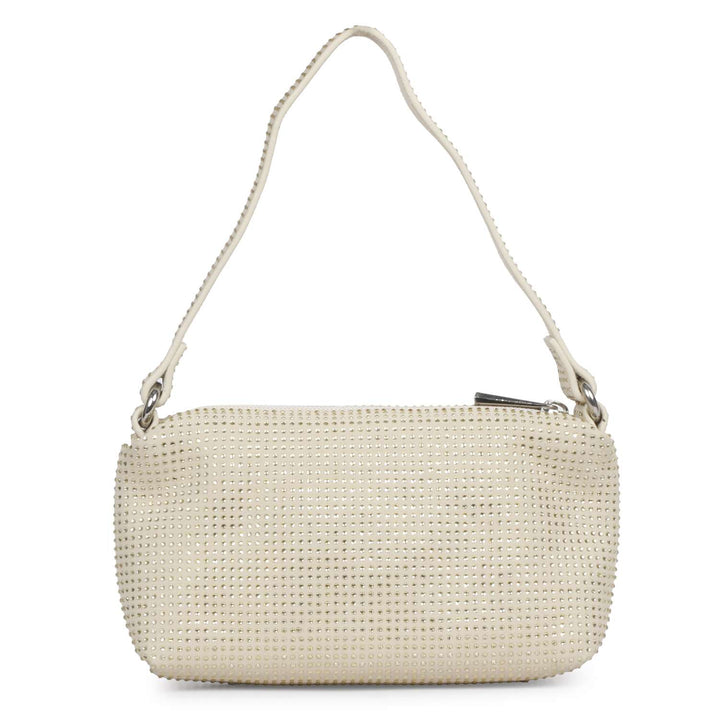 Aria Crystal Embellished Off White Leather Mini Handbags