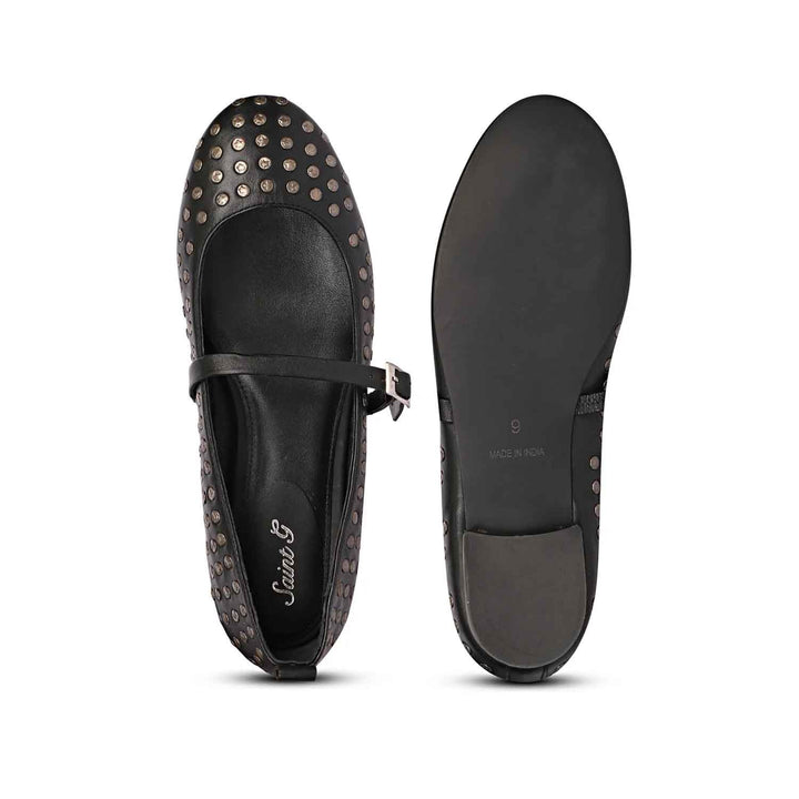 Saint Aleah Black Studded Ballerina