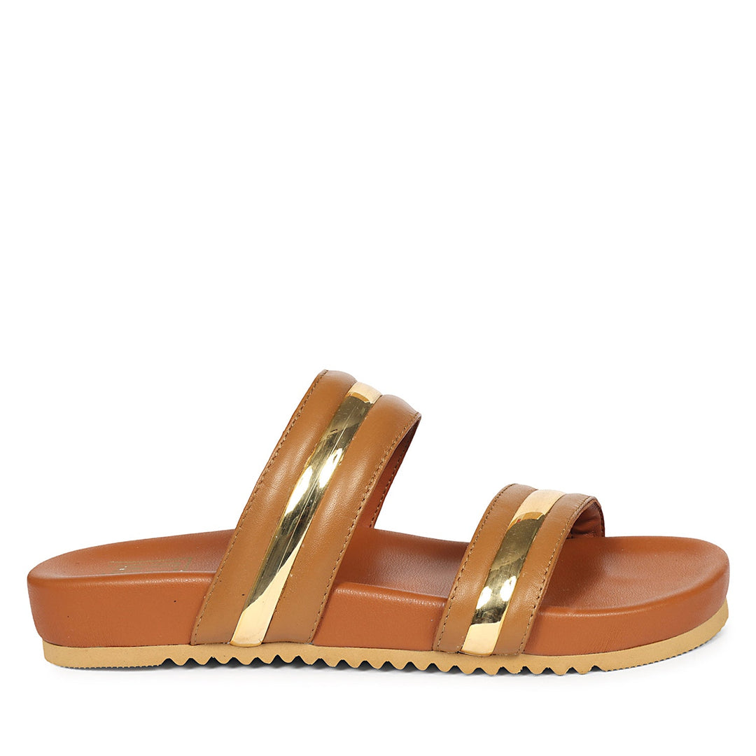 Daniela Tan Leather Footbed Sandals