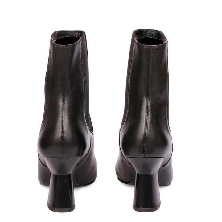 Saint Elliana Black Leather Sculpted Heel Inside Zip Boots