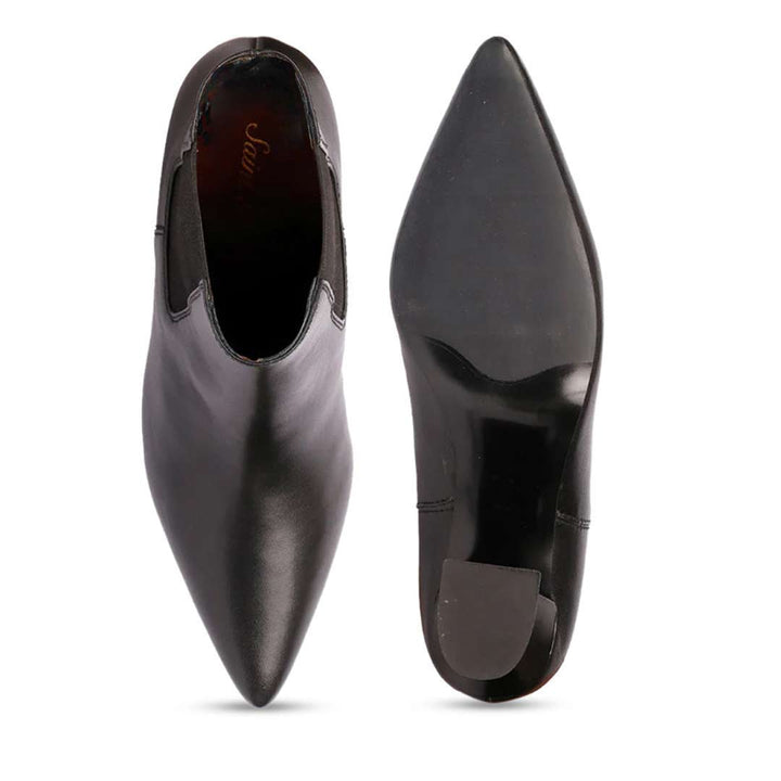 Saint Elliana Black Leather Sculpted Heel Inside Zip Boots