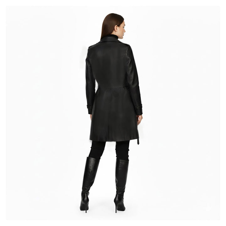 Saint Davina Black Leather Trench Coat