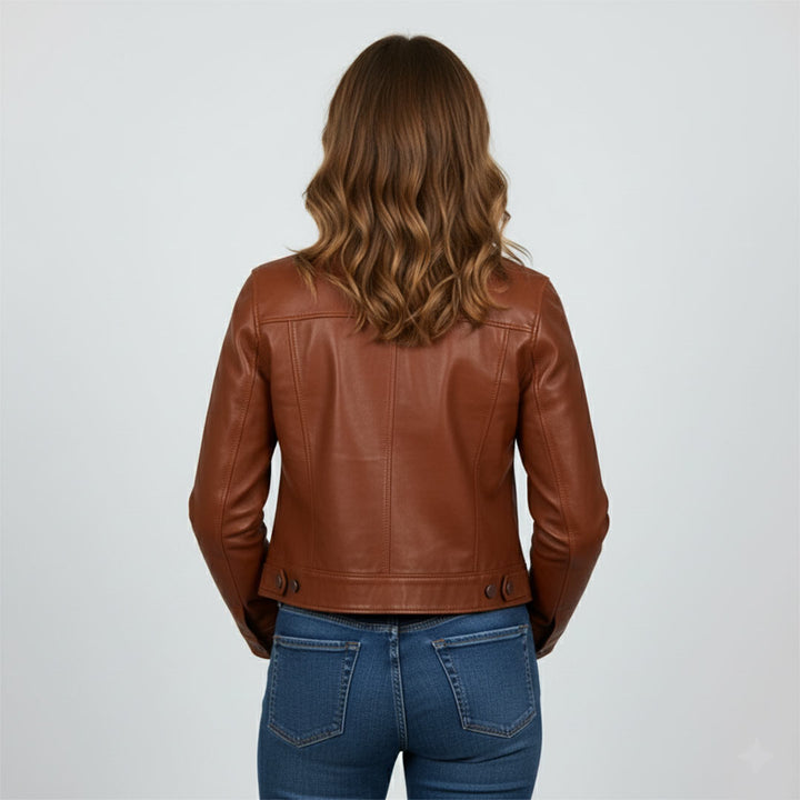 Saint Ray Cuoio Leather Women Collar Jackets