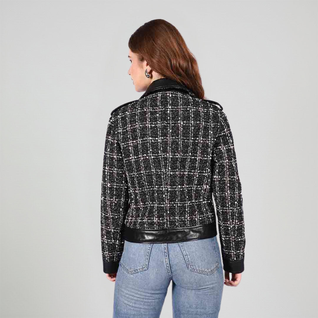 Saint Adria Grey Leather Women Collar Jackets