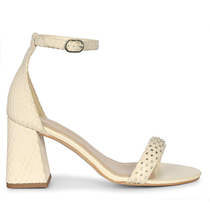 Saint Verona Off White Vegan Leather Block Heels