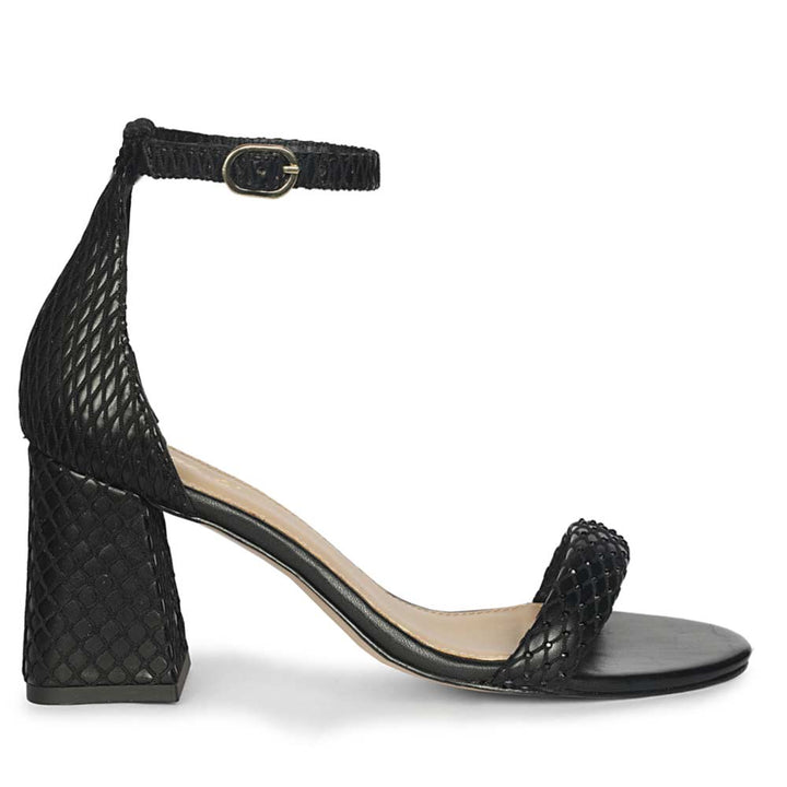 Saint Verona Black Vegan Leather Block Heels