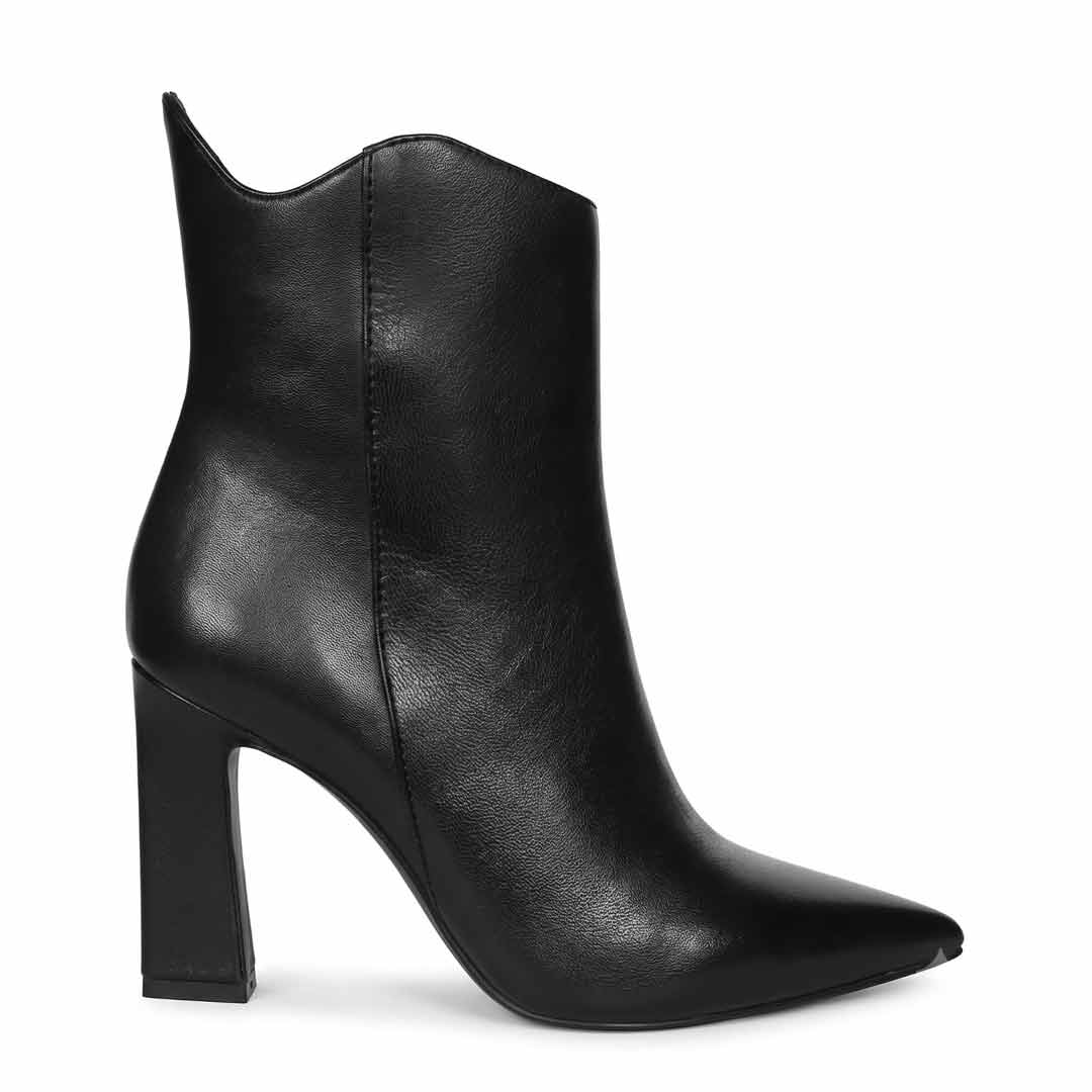 Saint Eliza Pointed-Toe Black Leather Ankle Boots