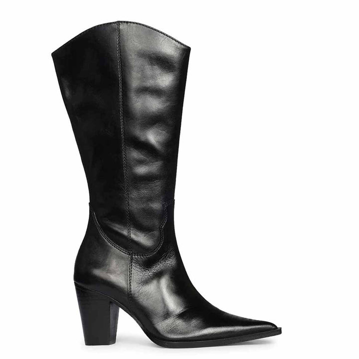 Saint Prune Black Leather High shaft Cowboy Boots