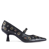 Saint Anouk Multi Eyelets Black Leather Pumps