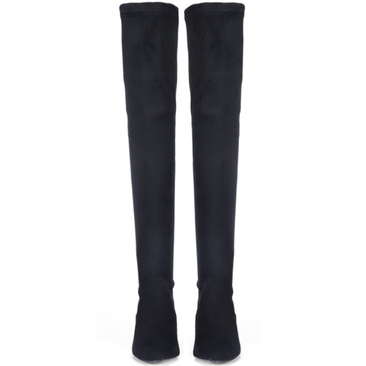 Saint Benoite Black Stretch Suede Thigh High Boots