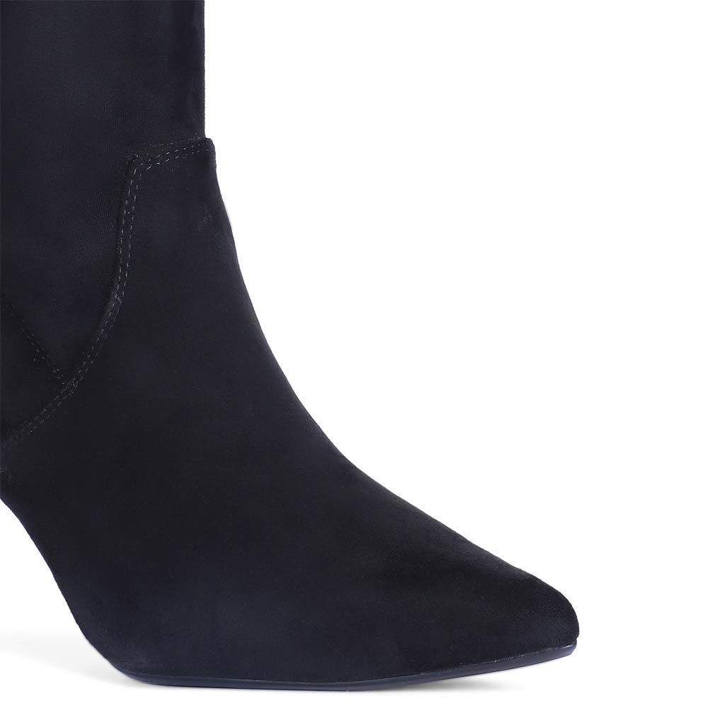 Saint Benoite Black Stretch Suede Thigh High Boots