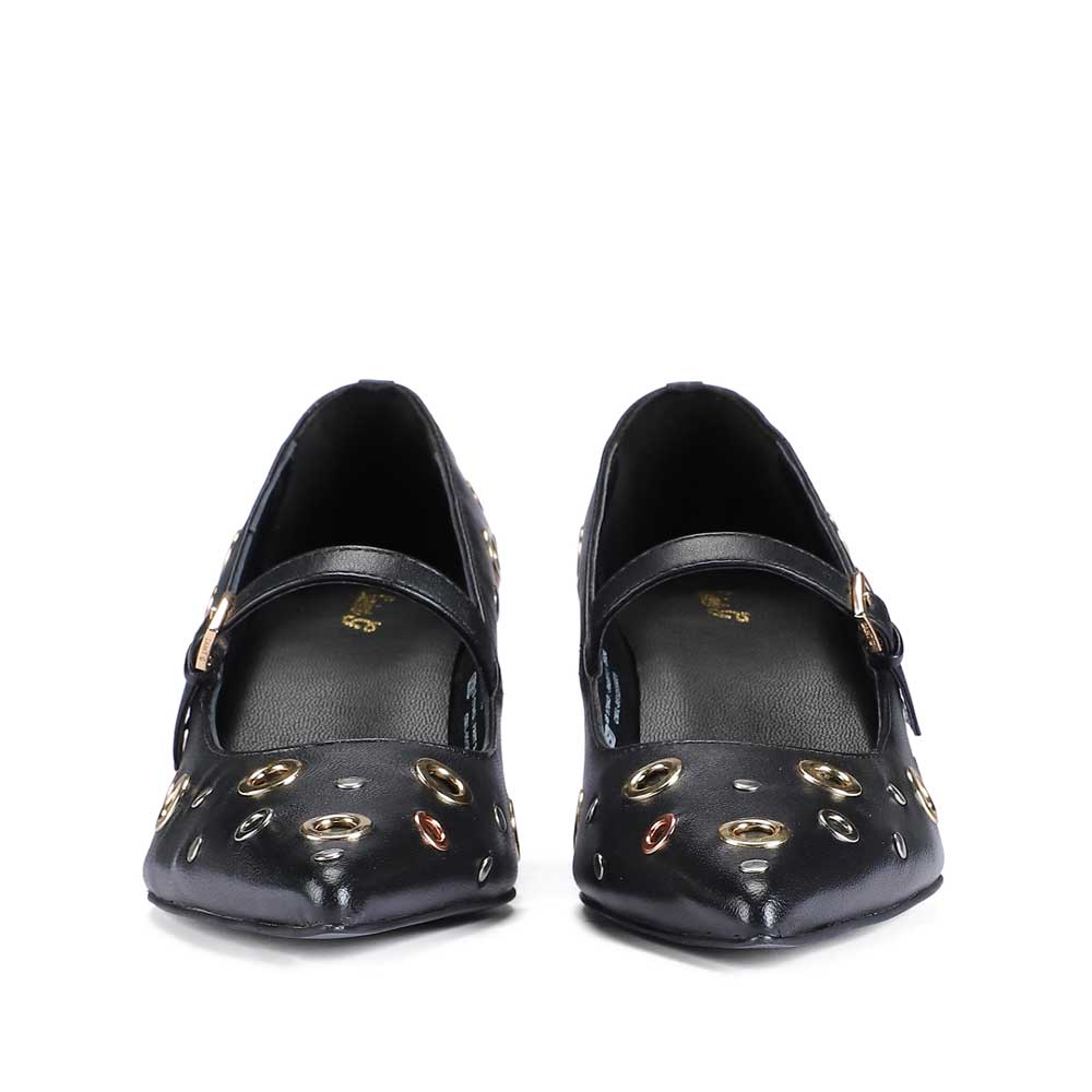 Saint Anouk Multi Eyelets Black Leather Pumps