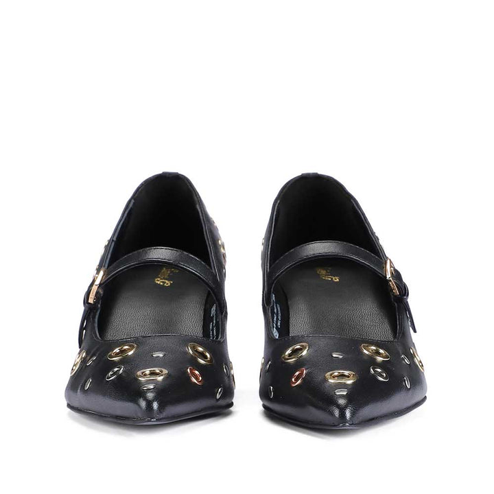 Saint Anouk Multi Eyelets Black Leather Pumps