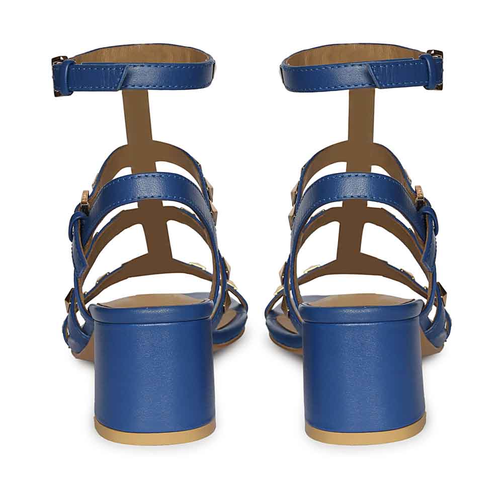 Saint Angela Cobalt Leather Metal Studded Block Heels – SaintG India
