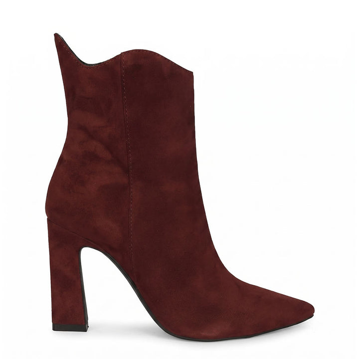 Saint Eliza Burgundy Suede Leather Ankle Boots