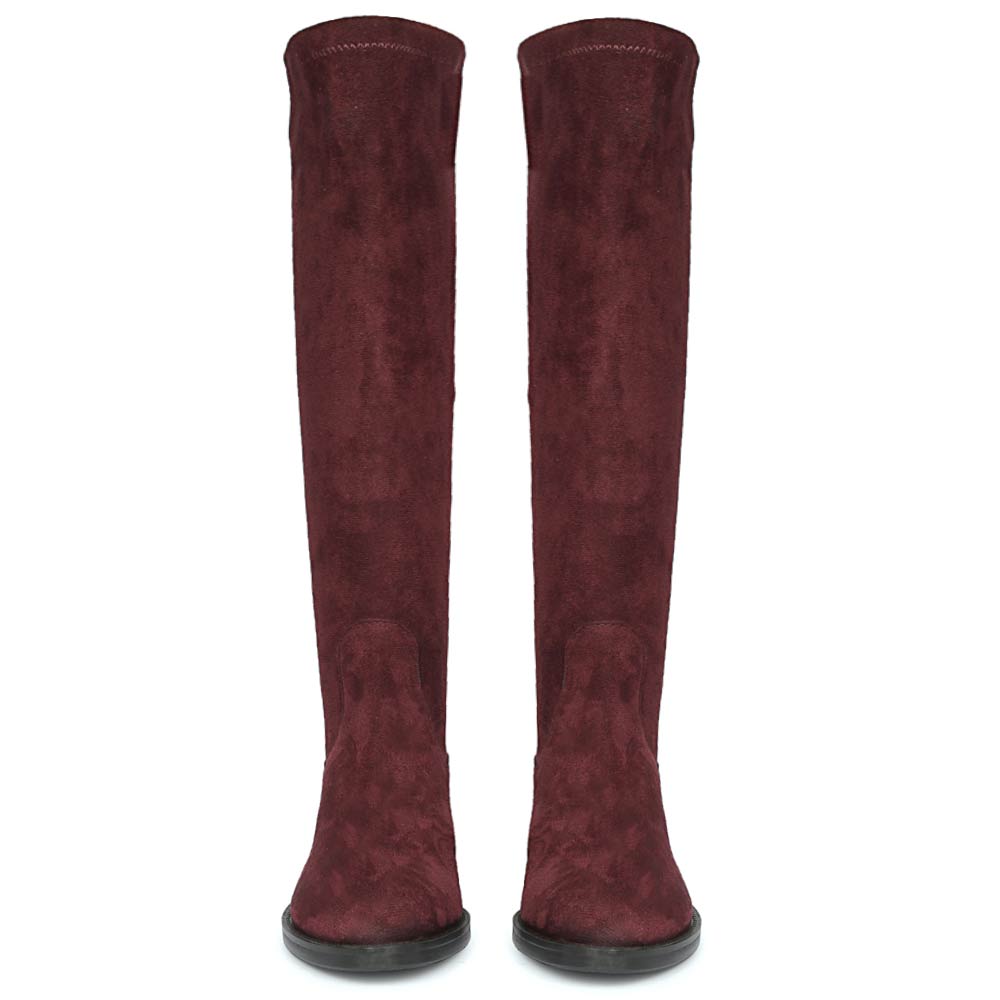 Saint Amy Burgundy Stretch suede Knee High Boots