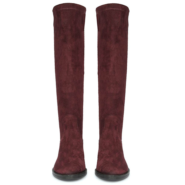 Saint Amy Burgundy Stretch suede Knee High Boots