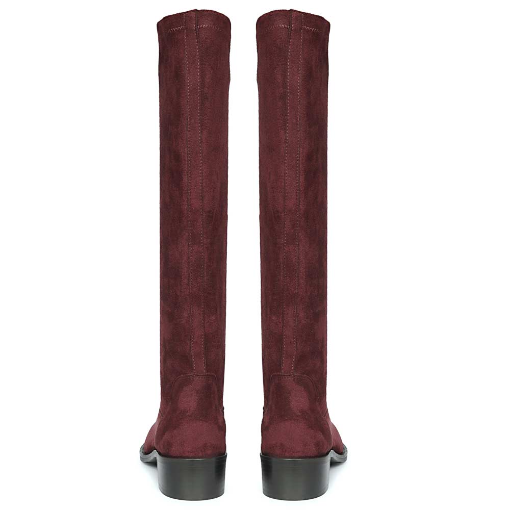 Saint Amy Burgundy Stretch suede Knee High Boots