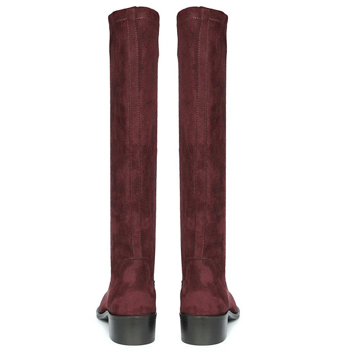 Saint Amy Burgundy Stretch suede Knee High Boots