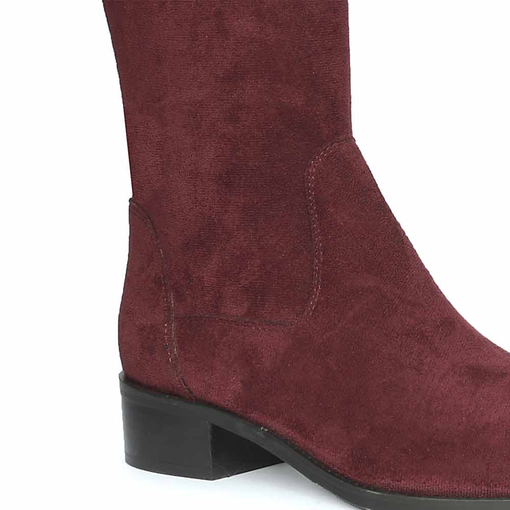 Saint Amy Burgundy Stretch suede Knee High Boots
