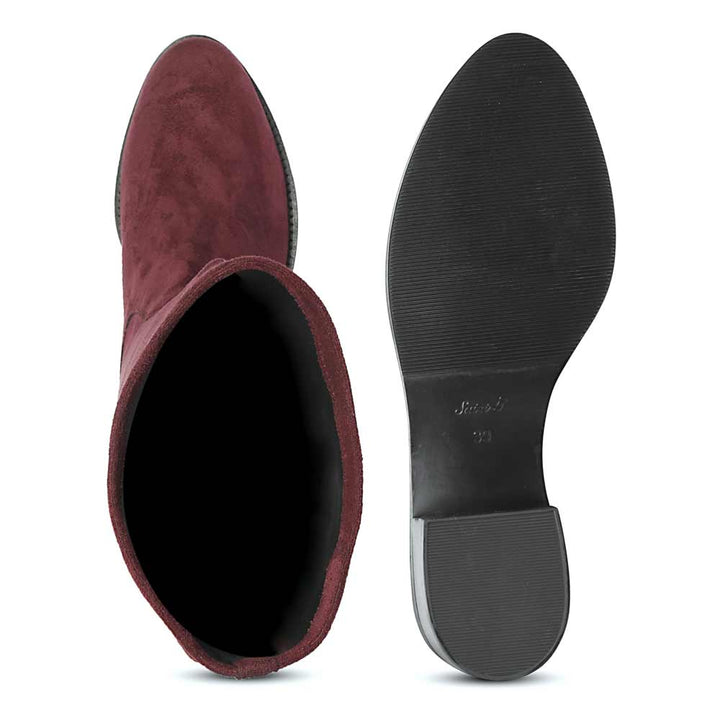 Saint Amy Burgundy Stretch suede Knee High Boots