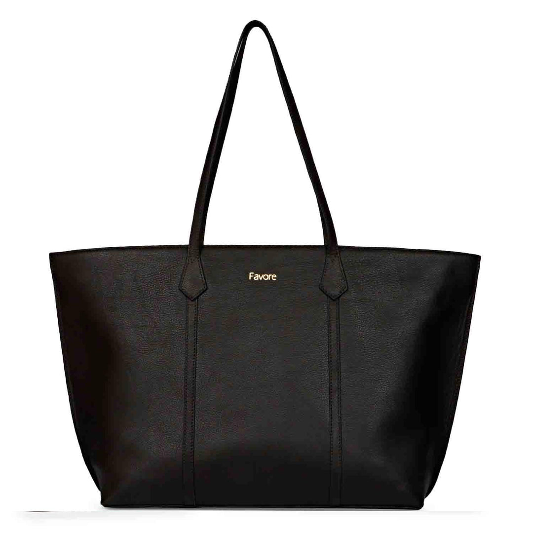 Favore Black Womens  Leather Structured Shoulder Bag