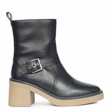 Saint Carmen Buckle Black Leather Ankle Boots