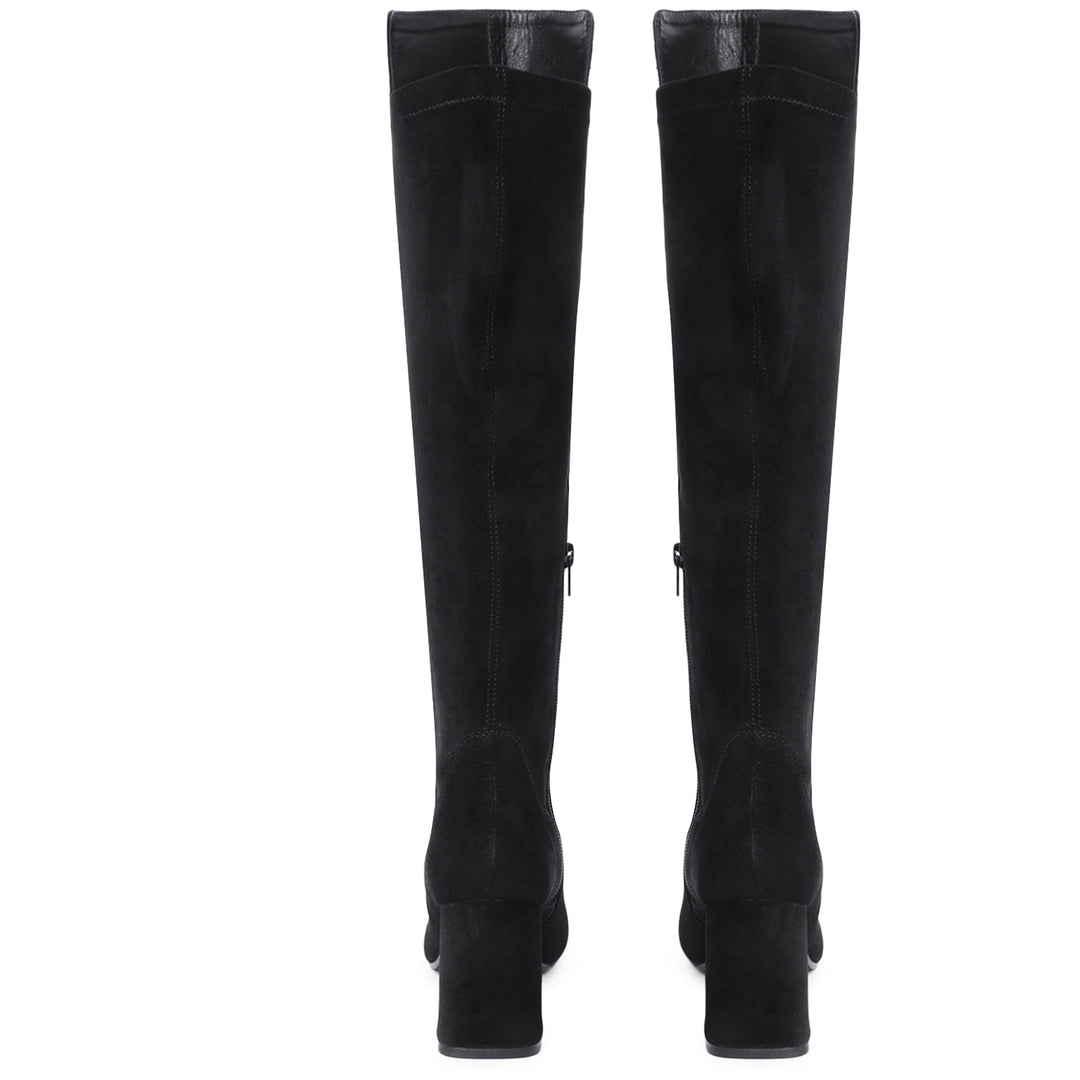Saint Elexis Black Suede Leather Knee High Boots