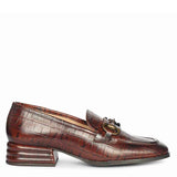 Saint Jacqueline Croc Embossed Choco Leather Moccasins