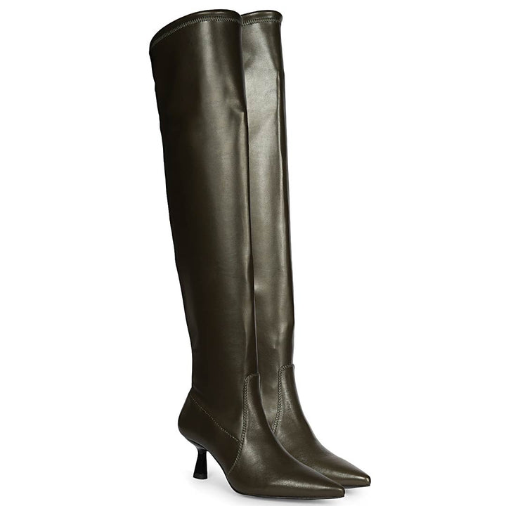 Saint Primrose Olive Stretch Napa Above The Knee Boots