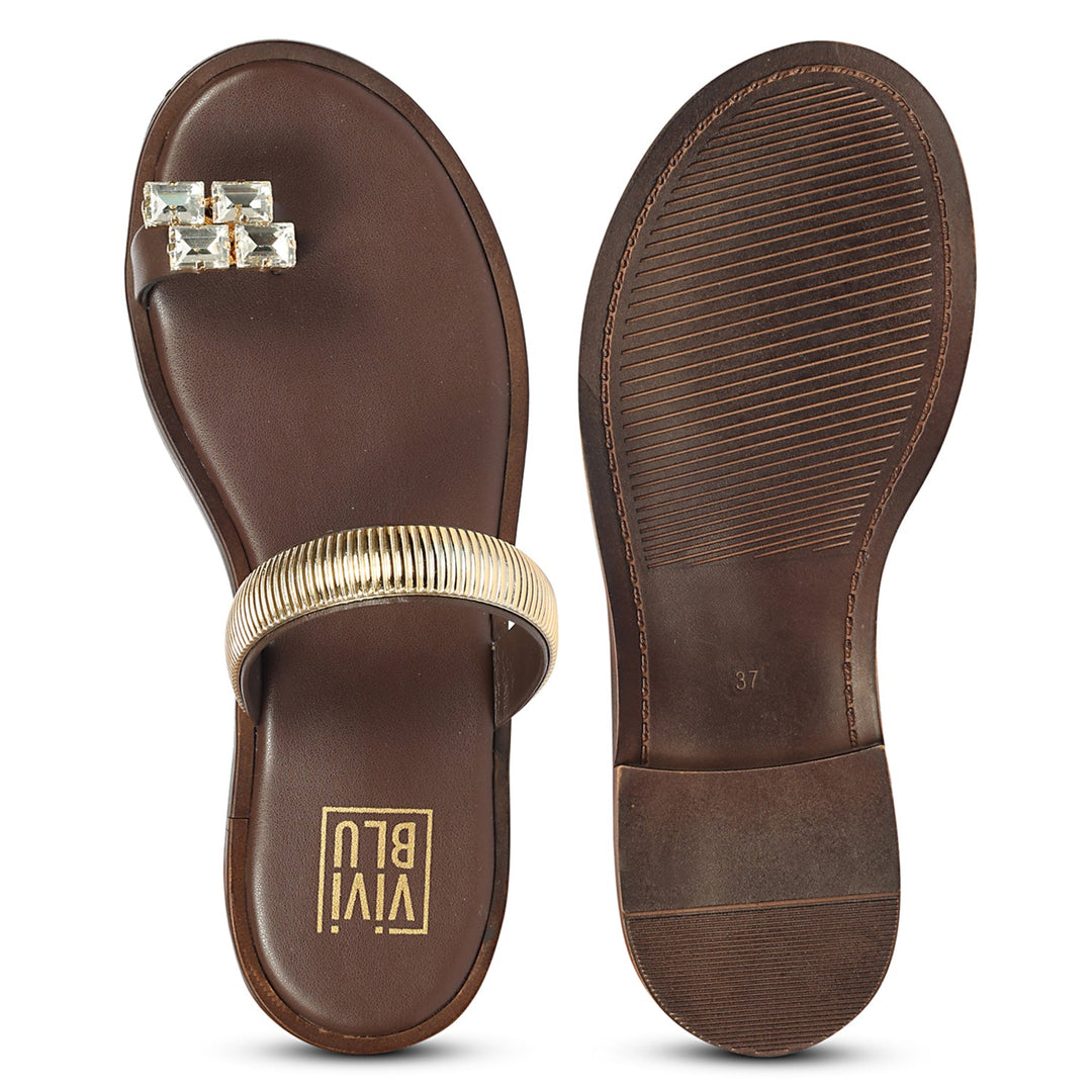 Stevie Brown Leather Flat Sandals