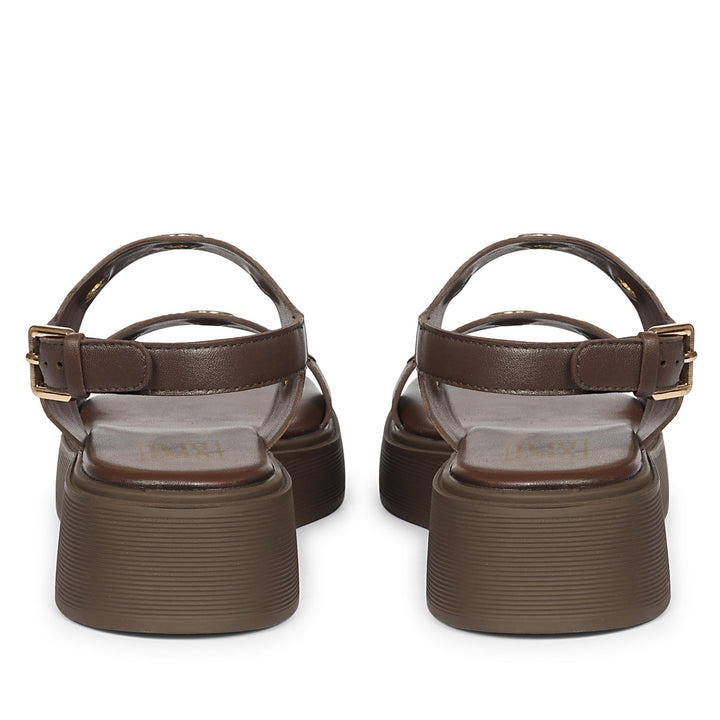 Marlowe Dark Brown Leather Platform Sandals