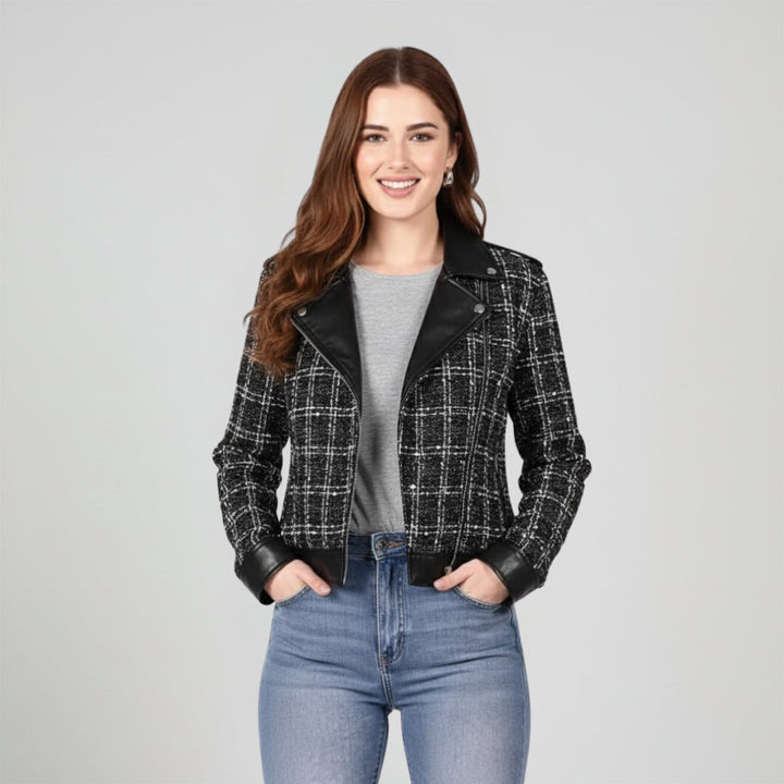 Saint Adria Grey Leather Women Collar Jackets