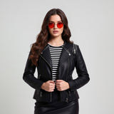 Saint Bethany Studded Black Leather Womens Jacket