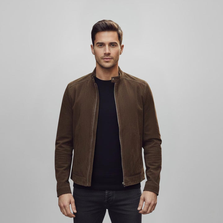Saint Freya Olive Suede Leather Men's Bomber Style Jackets