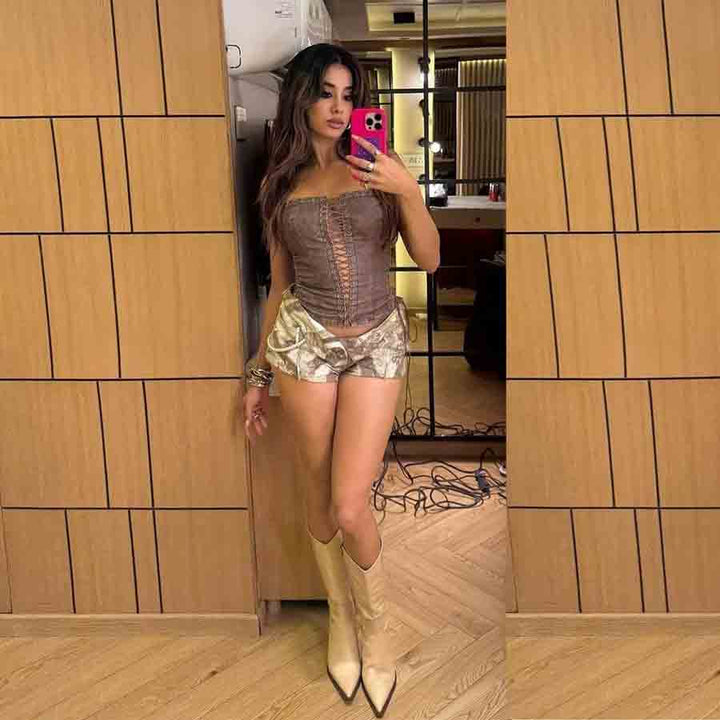 Saint Prune Natural Leather High shaft Cowboy Boots