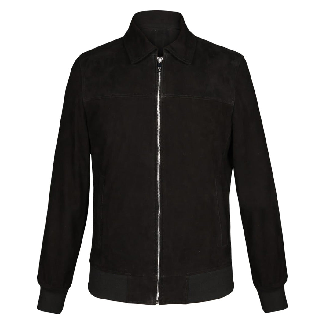 Saint Reggie Black Leather Men's Bomber Jacket