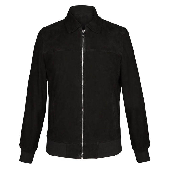 Saint Reggie Black Leather Men's Bomber Jacket