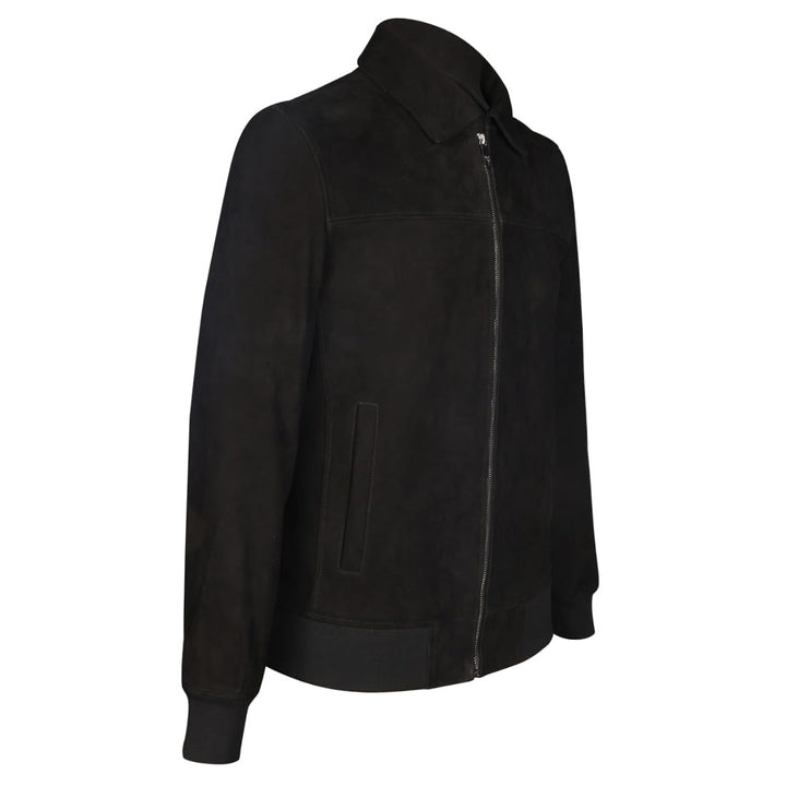Saint Reggie Black Leather Men's Bomber Jacket