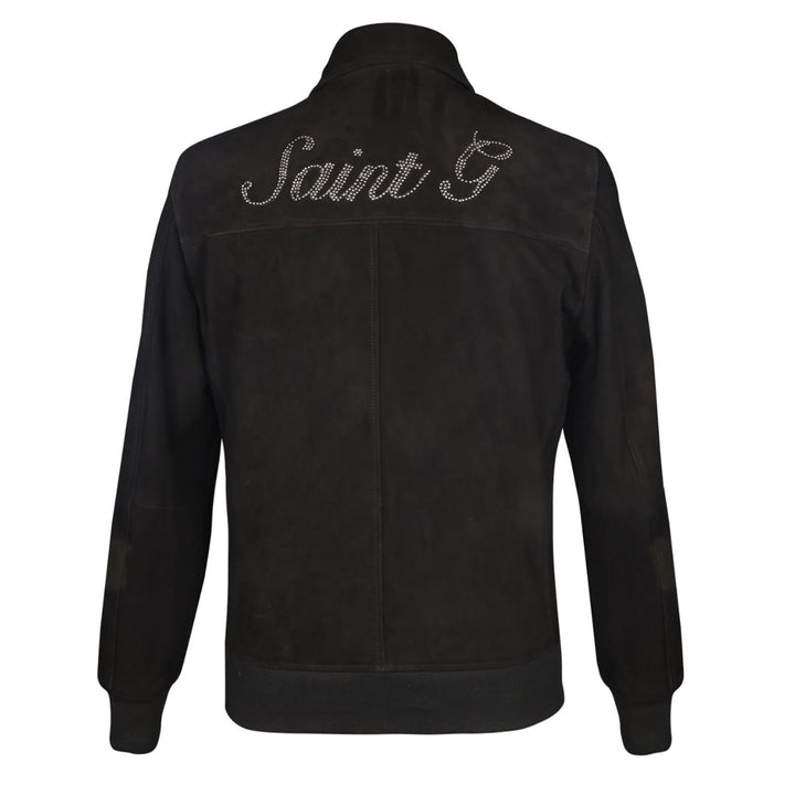 Saint Reggie Black Leather Men's Bomber Jacket