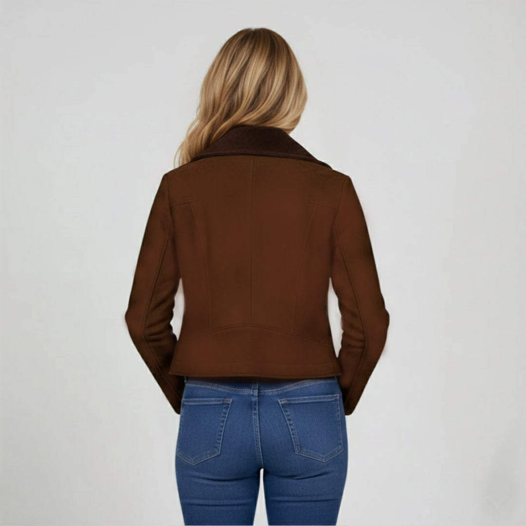 brown genuine leather women jacket